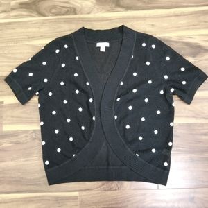 CJ Banks Womens Black White Polka Dot Shrug Size X (14W) Short Sleeve